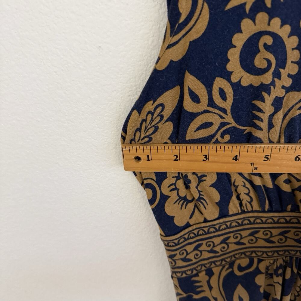 Boden Lily Midi Dress US 16-18R Navy Brown Floral Boho Jersey Fall Stretch - Picture 11 of 15